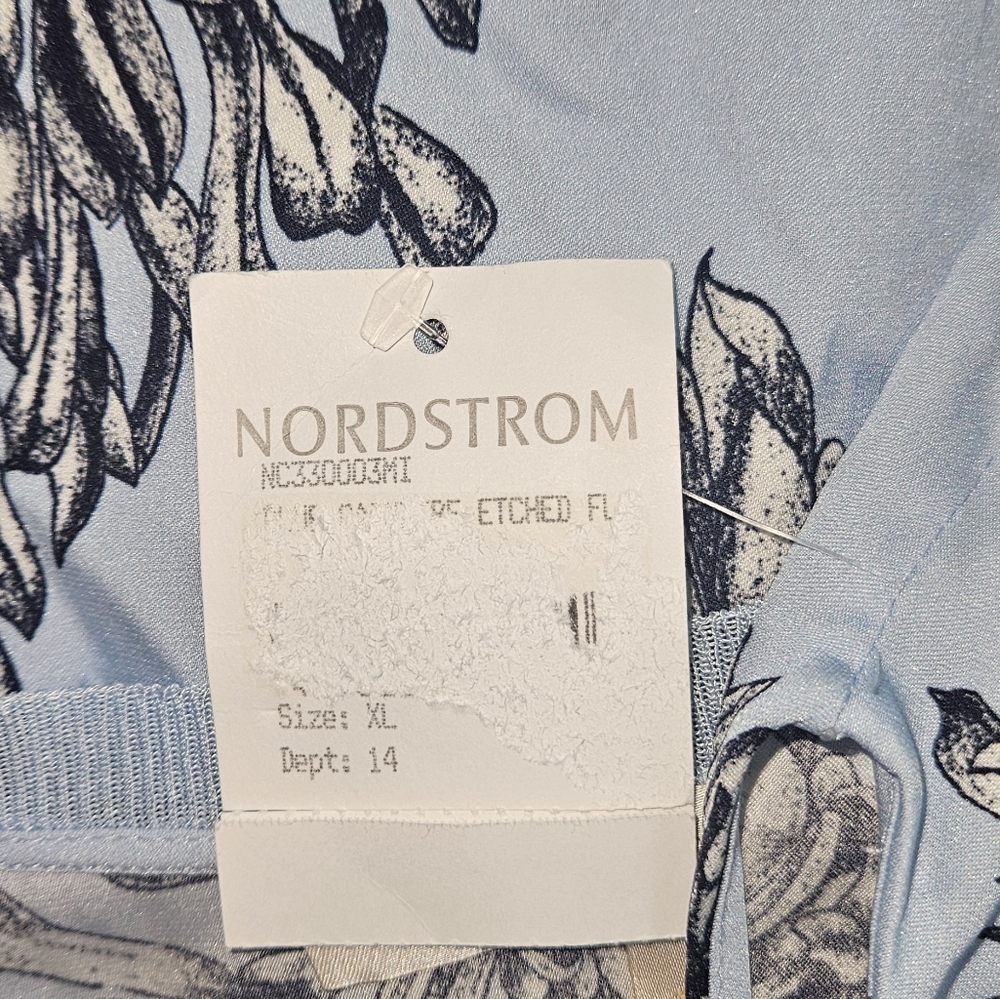 NWT Nordstrom blue floral silk blouse top Womens XLarge - Picture 3 of 8